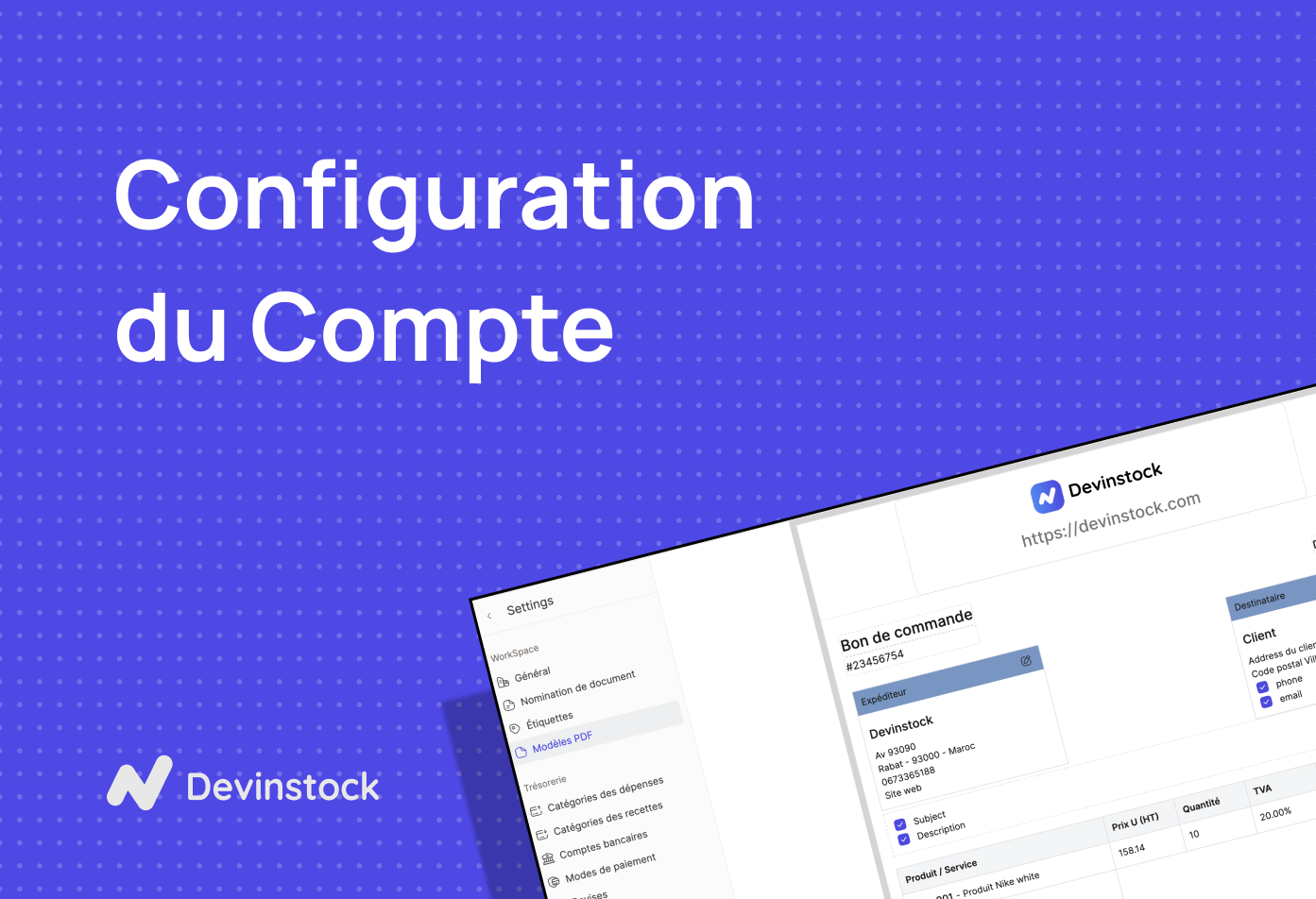 Configuration de votre compte Devinstock